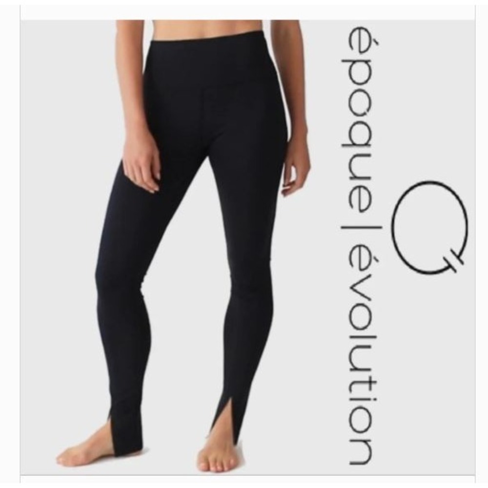 Epoque Evolution Black High Waisted Split Hem Leggings Yoga Full Length XL